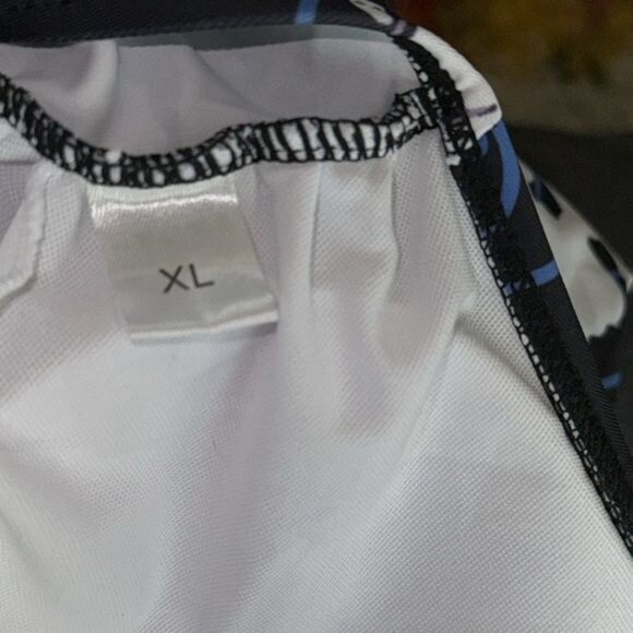 Black & White Floral Print Tankini Top XL Adjustable Straps Swimwear - Picture 2 of 6